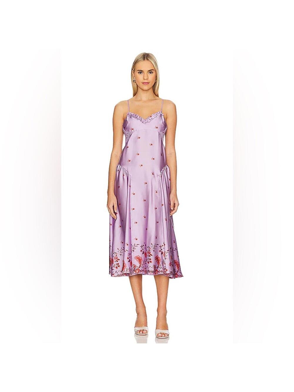 NWT Intimately Free People On My Own Printed Midi Dress in Lilac Combo Small